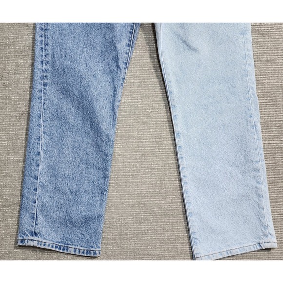 KanCan Two Tone Colorblock Straight Leg Jeans Blue Split Wash Size 5 26 - Picture 3 of 9